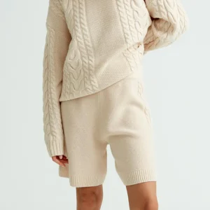 Outlet Flettestrikket Shorts I Ull Dame Underdeler