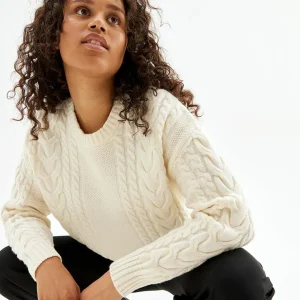 Cheap Oversized Flettestrikket Genser I Ull Dame Gensere
