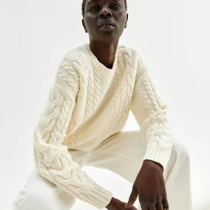 Cheap Oversized Flettestrikket Genser I Ull Dame Loungewear