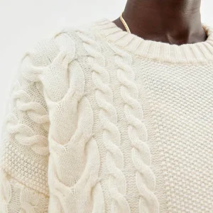 Cheap Oversized Flettestrikket Genser I Ull Dame Loungewear