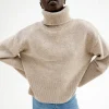 Cheap Oversized Hoyhalset Strikkegenser Dame Overdeler